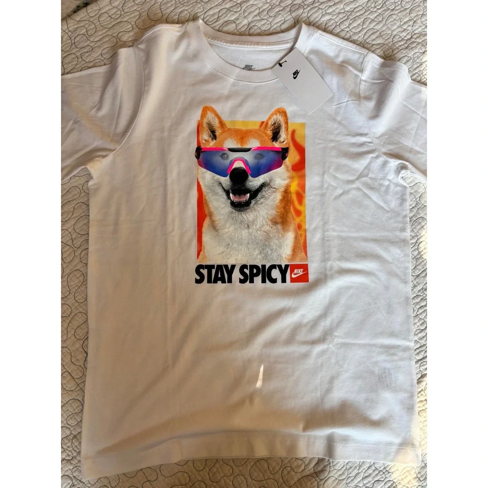 Nike Kids Stay Spicy Shiba Inu Graphic T-Shirt White Size XL